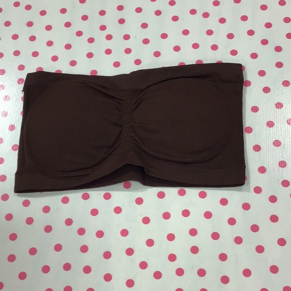 Bandeau top, one size, brown, built in foam bra cups